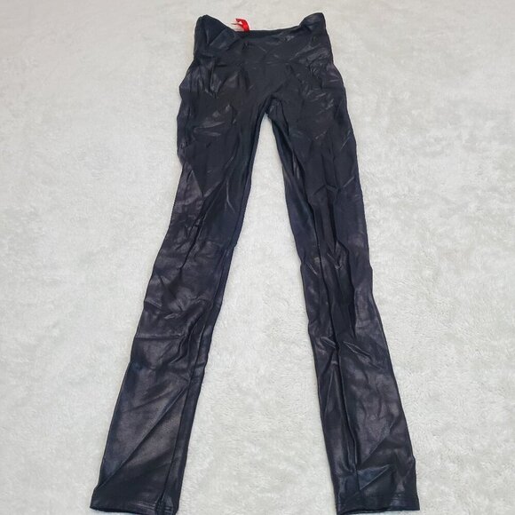 Spanx Petite Sheen Black Straight Leg Shapewear Control Pants‎ Legging Women XS - Picture 1 of 7